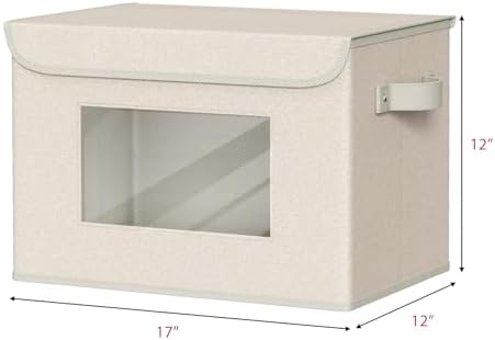 Univivi Collapsible Stackable Storage Bins with Lids, 4 Pack, Beige - Image 2