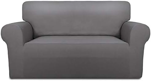 PureFit Stretch Loveseat Covers Fleece Couch Covers for Sofa Light Gray by PureFit