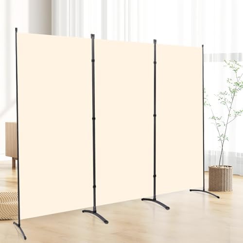 3 Panel Folding Privacy Screens, Portable Room Divider Panel, 6Ft Beige by CHOSENM