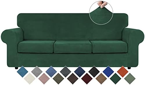 WEERRW 4 Pieces Couch Cover for Sofa Velvet Sofa Covers, Emerald Green by WEERRW