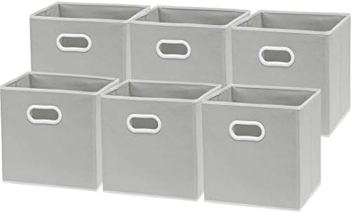 Simple Houseware 11-Inch Foldable Cube Storage Bins with Handles, Gray by SimpleHouseware