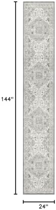 Madane Washable Runner Rugs 2x12 Long for Hallway Kitchen Soft, Ivory/Brown - Image 2