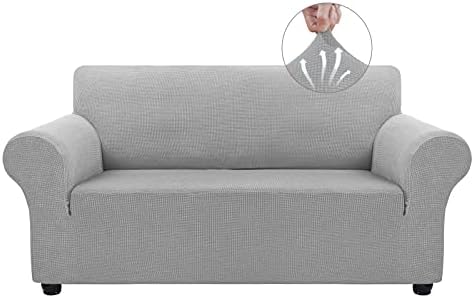 Asnomy Stretch Couch Covers Washable, loveseat Cover Slipcovers,Silver by Asnomy