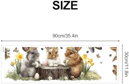 ANNA QUEEN Spring Bunny Wall Decals Peel and Stick Cute Rabbits with Eggs Spring Wall Stickers Removable Vinyl Happy Easter Wall Decor for Nursery Kids Room Bedroom - Image 2