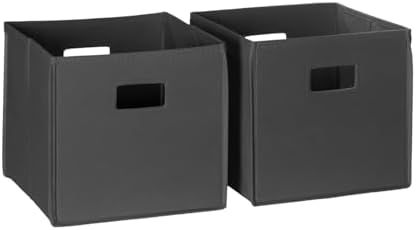 RiverRidge Folding Storage Bins - 2-pack of 10in Tall Charcoal Gray Cubes by RiverRidgeHome
