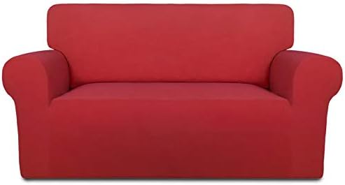 PureFit Stretch Loveseat Covers Fleece Couch Covers for Sofa Red by PureFit