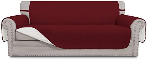 Easy-Going Reversible Couch Cover, 4 Seater Sofa, Christmas Red/Ivory by Easy-Going