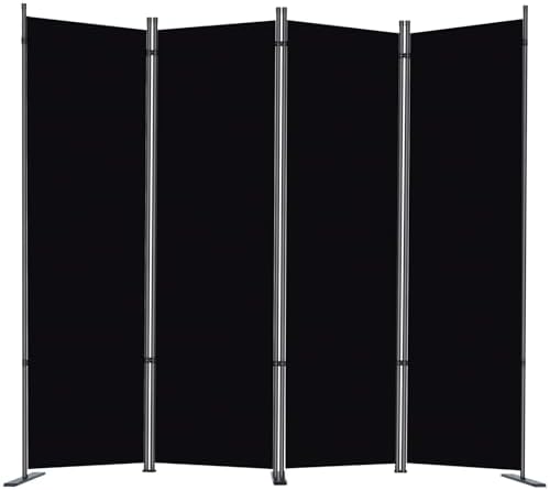 RANTILA 4 Panel Room Divider, 6 FT Folding Privacy Screen with Wide Feet, Freestanding Partition for Room Separation, Portable Room Divider Panel, 89" W x 71" H, Black by RANTILA