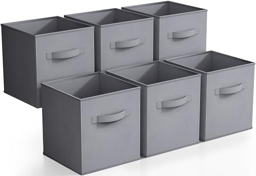 Sorbus Fabric Storage Cubes, 6-Pack Foldable Bins (11 Inch, Gray) by Sorbus