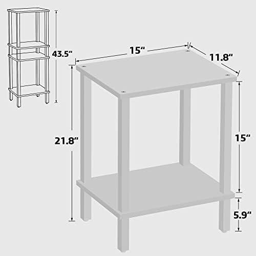 TUTOTAK End Table, Side Table, Nightstand, 2-Tier Storage Shelf - Image 2