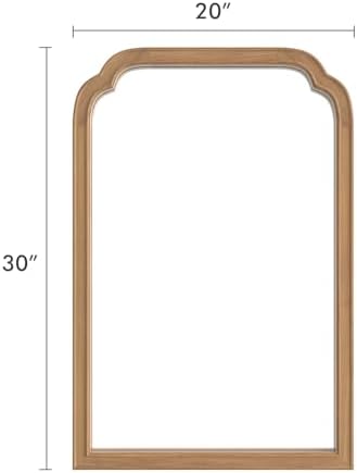 WallBeyond Wood Frame Wall Mirror Rounded Corner Arch Rectangle Mirror for Entryway, Living Room or Bedroom Home Decor - Light Woodgrain [20" x 30" Honey-Colored] - Image 3