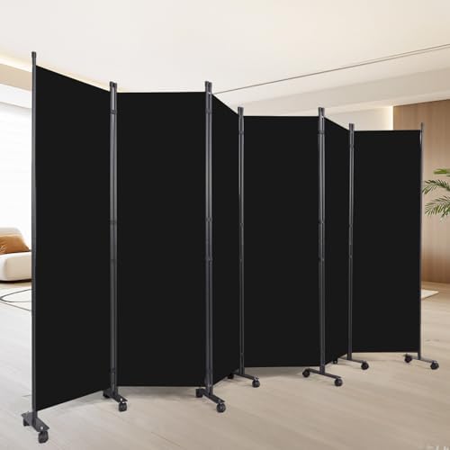 88" W 4 Panel Room Divider, Portable Privacy Screen W/Wheels Freestanding by YASRKML