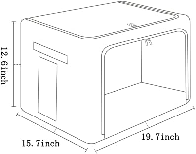 FHSQX 2 Pack Clothes Storage Bins Stackable Metal Frame Storage Box Large Capacity Foldable Linen Fabric Box Organizer with Carrying Handles and Clear Window (Light Gray, 19.7x 15.7x 12.6 Inch) - Image 5