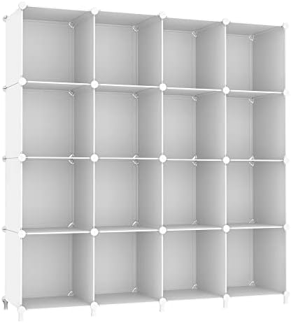 AWTATOS Cube Storage Organizer, 16 Cube Closet Organizer, White by AWTATOS