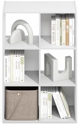 Furinno PELLI Book Shelf, 3x2 Bookshelf, Cube Storage Organizer Cabinet, 11.6 x 24.2 x 35.9, for Living Room, Bedroom, Home Office, Plain White - Image 4
