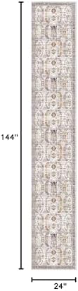 Madane Washable Runner Rugs 2x12 Long for Hallway Kitchen Soft, Brown/Gold - Image 2