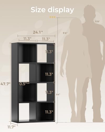 GTPLAYER 8-Cube Storage Organizer Shelf – Fits 11" Bins, 2×4 Design, Vertical or Horizontal Use, Partial Back Panels, for Living Room, Media Console, Hallway, Black - Image 2