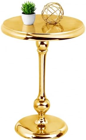 CLEENTABLE Gold Round Side Table, Metal Accent, 15" x 21" by CLEENTABLE