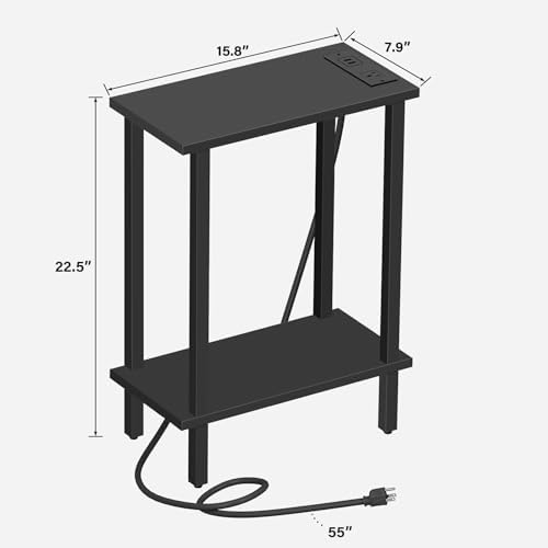 TUTOTAK Narrow Side Table Set of 2, Small End Table with Charging Station - Image 3