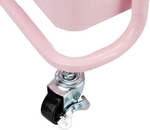 Amazon Basics 3-Tier Rolling Utility or Kitchen Cart, Lockable Wheels, Multifunctional Storage, Metal Storage Organizer, Portable, Dusty Pink - Image 4