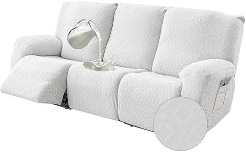 Gennia Waterproof Recliner Sofa Cover,3 Seat Couch Cover,Ivory White by Genina