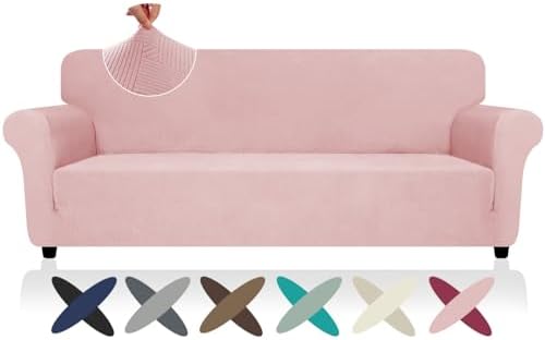 ZNSAYOTX Oversized Super Stretch Couch Cover (92"-115"), New Striped Sofa Covers Comfortable & Durable, Dog Cat Pets Friendly Extra Large Spandex Sofa Slipcovers (Rose, XL Sofa) by ZNSAYOTX