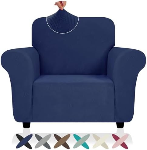 ZNSAYOTX Super Stretch Chair Slipcover (30"-47"), New Striped Sofa Chair Covers for Living Room, Dogs Pet Friendly Anti-Slip Chair Protector Spandex Armchair Slipcovers (Navy Blue, Chair) by ZNSAYOTX