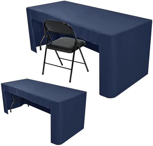Nasitos 2 Pack Navy 6ft Table Cloth Fitted-Open Back Folding Table Cover Washable Fabric and Wrinkle Resistant Table Cloth for Trade Show, Book Fair, Career Fair, Convention, Events by Nasitoshomedecor