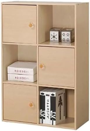 Furinno Pasir 3 Tier Shelf with 3 Door/Round Handle, Steam Beech by Furinno-FitsYourSpaceFitsYourBudget
