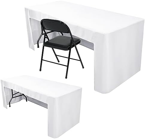 Nasitos 2 Pack White Fitted Table Cloth for 4 Feet Tables-Open Back Folding Christmas Table Cover Washable Table Cloth for Rectangular Table, Parties, Wedding, Banquet, Jewelry Shows, Craft Fair by Nasitoshomedecor
