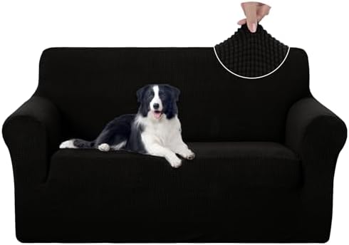 U-NICE HOME Loveseat Cover Stretch Couch Cover Sofa Slipcover, Black by U-NICEHOME