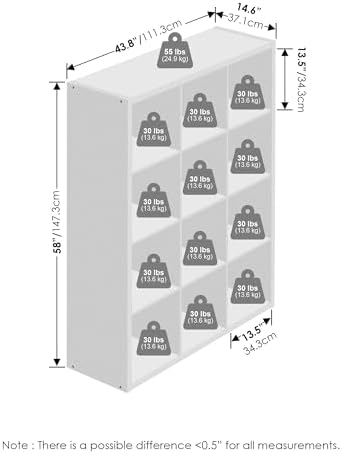 Furinno Simple 12-Cube Storage Organizer, Extra Thick Frame, Black Oak - Image 2