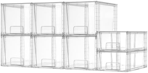 Vtopmart Clear Stackable Storage Drawers, 8 Pack Medium Set by Vtopmart
