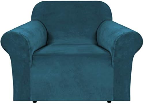 H.VERSAILTEX Stretch Velvet Armchair Cover Couch Covers 1 Cushion Chair Slipcover for Living Room Furniture Cover Crafted from Thick Comfy Rich Velour (Chair 31"-49", Deep Teal) by HVERSAILTEX