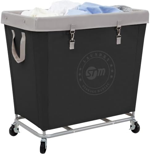 STORAGE MANIAC Commercial Laundry Hamper with Heavy Duty Steel Frame, 320 L Industrial Laundry Basket Cart with Wheels for Hotel, Home, Laundry Room, 31.7''L x 19.3''W x 30.91''H, Large Black by STORAGEMANIAC