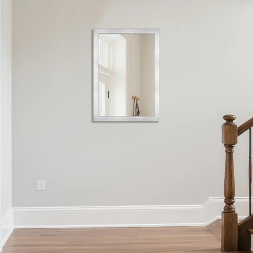 Bathroom Mirror for Over Sink 28x20 Inch Rectangular Wall Mirror, Nickel - Image 6