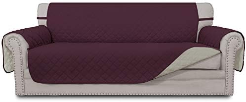 Easy-Going Reversible Couch Cover, 3 Cushion Sofa, X-Large, Wine/Beige by Easy-Going