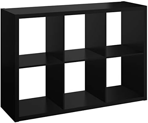 ClosetMaid 6 Cube Storage Shelf Organizer Bookshelf with Open Back, Vertical or Horizontal, Easy Assembly, Wood, Black Finish by Unknown