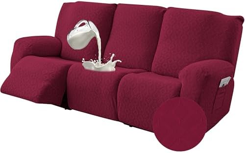Gennia Waterproof Recliner Sofa Cover,3 Seat Couch Cover,Wine Red by Genina