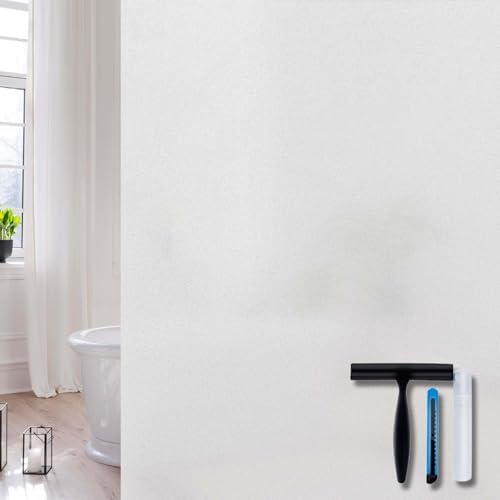 Volcanics Frosted Glass Window Privacy Film with Installation Tools, Removable Static Cling Bathroom Window Film, Heat Control UV Blocking, Peep-Proof, Ideal for Home Office 23.6 x 78.7 Inches by Volcanics