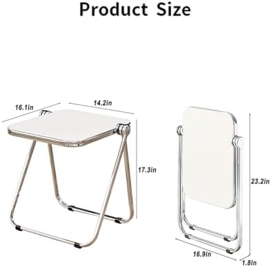 16.2"×14.1" Acrylic Folding Side Table, Portable Lightweight End Table, Sturdy Metal Frame and No Assembly Required, Space-Saving Design for Living Room, Bedroom and Small Room, Grey - Image 3