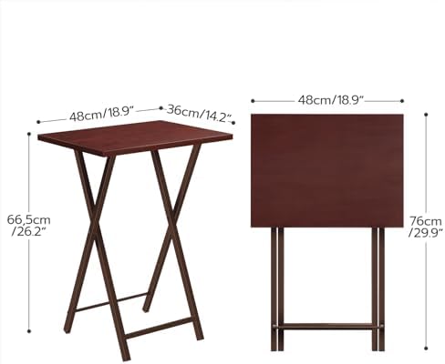 HOOBRO Folding TV Tray Tables, Set of 2 Side Table for Small Space, Industrial Snack Tables for Eating at Couch, Stable Metal Frame, Easy Assembly, Space Saving, Brown BR25BZ01 - Image 3