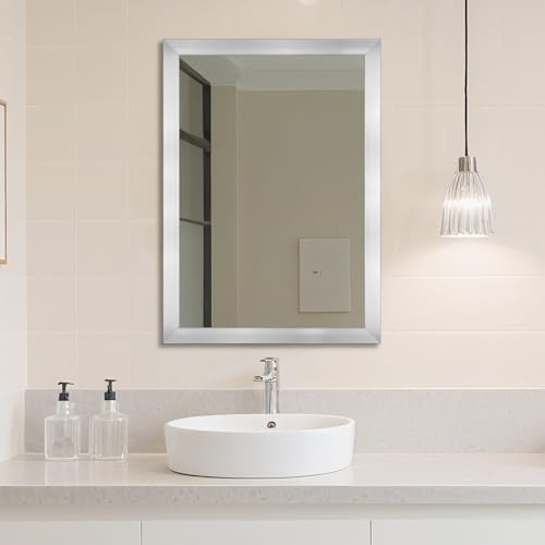 Bathroom Mirror for Over Sink 36x24 Inch Rectangular Wall Mirror, Nickel - Image 6