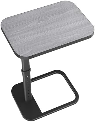 Kitstorack TV Tray Table, Adjustable Height & Rounded Metal Corners, Snack Table for Couch, Sofa, Bed, Chair, Living Room, C Shaped End Side Table for Eating, Dinner or Laptop, Small Spaces, Dark Gray by Kitstorack