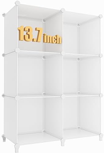 HOMIDEC XLarge Cube Storage Organizer,13.7 Inch Closet Organizer Storage Cabinet Shelf Bookshelf with Metal Hammer, Storage Cubes Organizers Cabinet for Kids, Closet, Bedroom, Bathroom White by DecorateYourHome