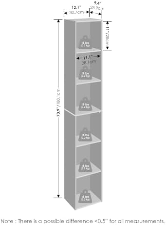 Furinno Cubicle 6-Tier Closet Organizers and Storage, Closet Organizer, Open Shelf Closet Storage, for Wardrobe, Bedroom, Living Room, White - Image 2