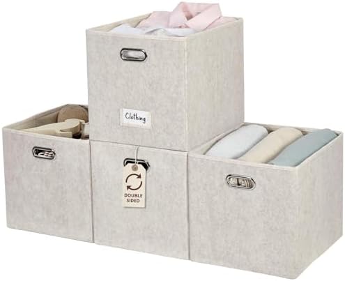 DECOMOMO Felt Storage Bins, 13x15x13 Storage Cube Bins with Labels by DECOMOMO