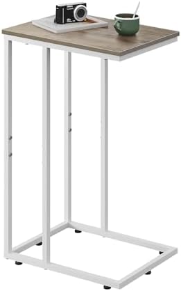 WLIVE Side Table, C Shaped End Table for Couch, Sofa and Bed, Large Desktop C Table for Living Room, Bedroom, Bedside, Creamy Greige by WLIVE