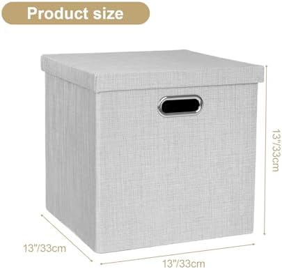 Posprica Storage Bins with Lids,13×13×13 Foldable Storage Cube Baskets Boxes Fabric Drawers for Closet Shelf Cabinet Bookcase,Set o f 4,Sliver grey - Image 3