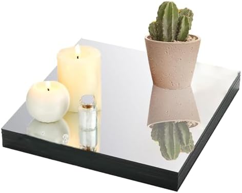 12" Square Mirror Centerpieces for Tables Decorations, 10 Pack Acrylic Square Mirror Tray Candle Plate 2mm Thickness Mirror Centerpiece Table Decorations for Wedding Decorations Party, Wall Decor by CEUQIESO